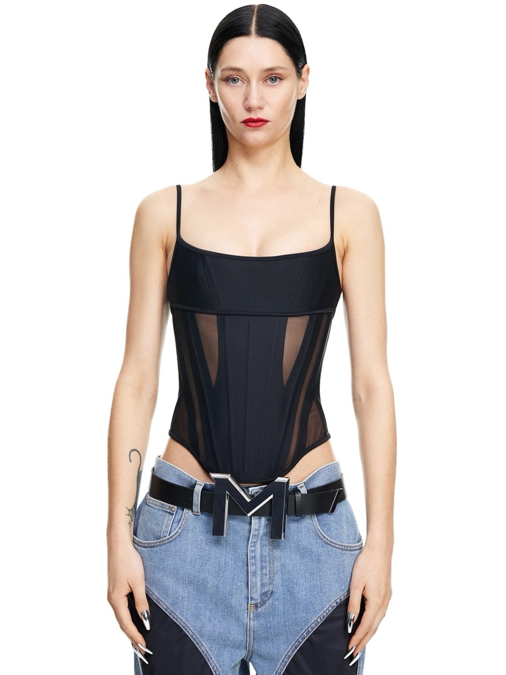 Mugler H&M Black Structured Corset Top